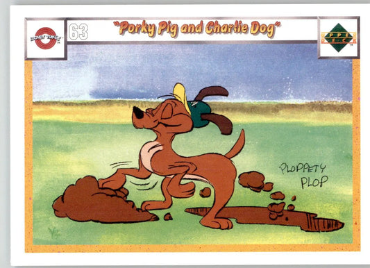 Porky Pig and Charlie Dog - 1990 Upper Deck Comic Ball - #63 / 66 - Baseball - Baseball Card Single