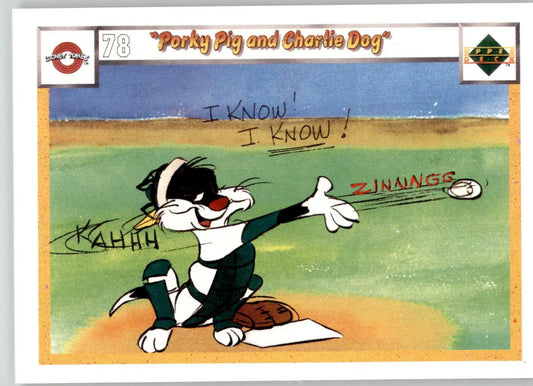 Porky Pig and Charlie Dog - 1990 Upper Deck Comic Ball - #78 / 87 - Baseball - Baseball Card Single
