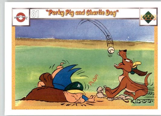 Porky Pig and Charlie Dog - 1990 Upper Deck Comic Ball - #81 / 84 - Baseball - Baseball Card Single