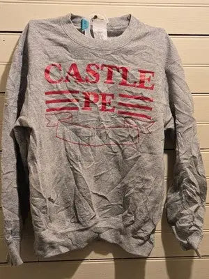 Port Company Sweatshirt Youth M Gray Castle PE Core Fleece Crewneck School Logo - Apparel