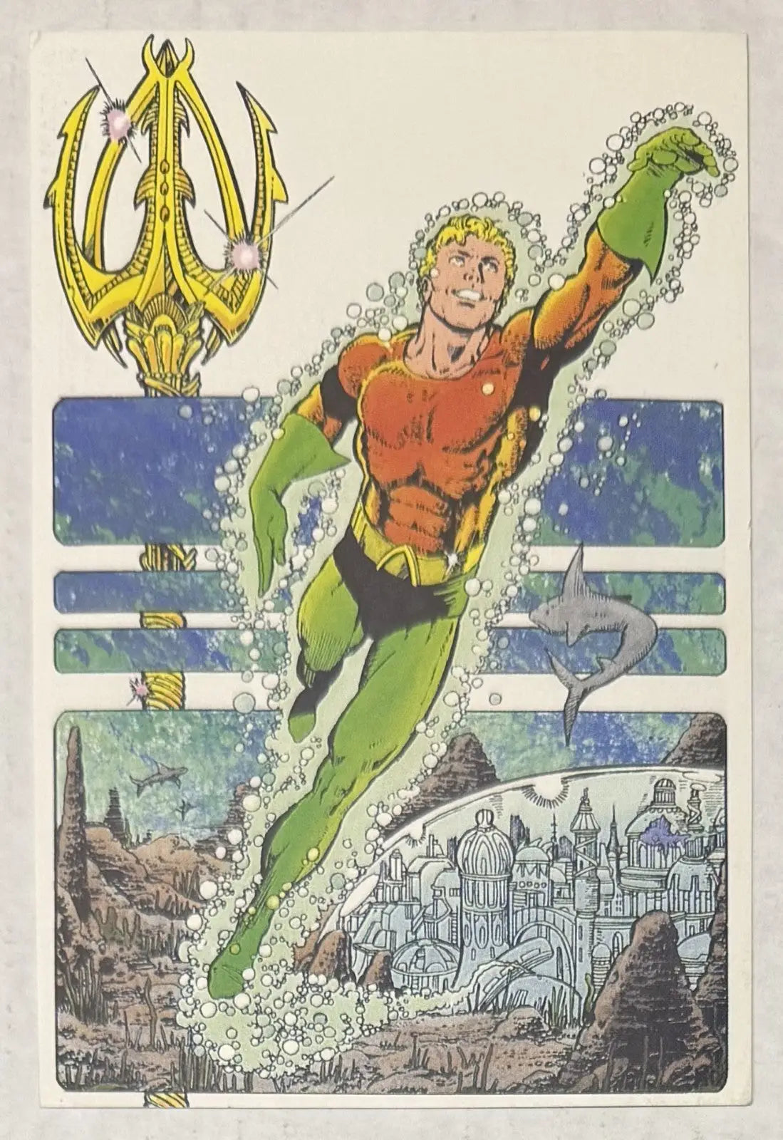Postcard Art Aquaman DC Comics Superhero Underwater Scene 1984 69L - Non-Sports Card Single