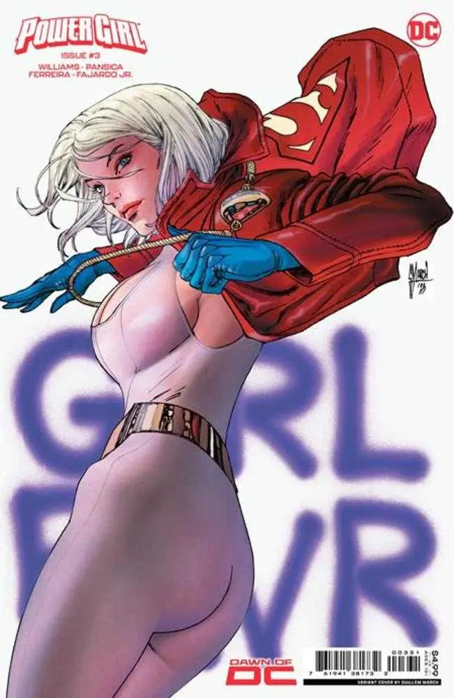 Power Girl #3 Cover C Guillem March variant features a dynamic superheroine in a red cape