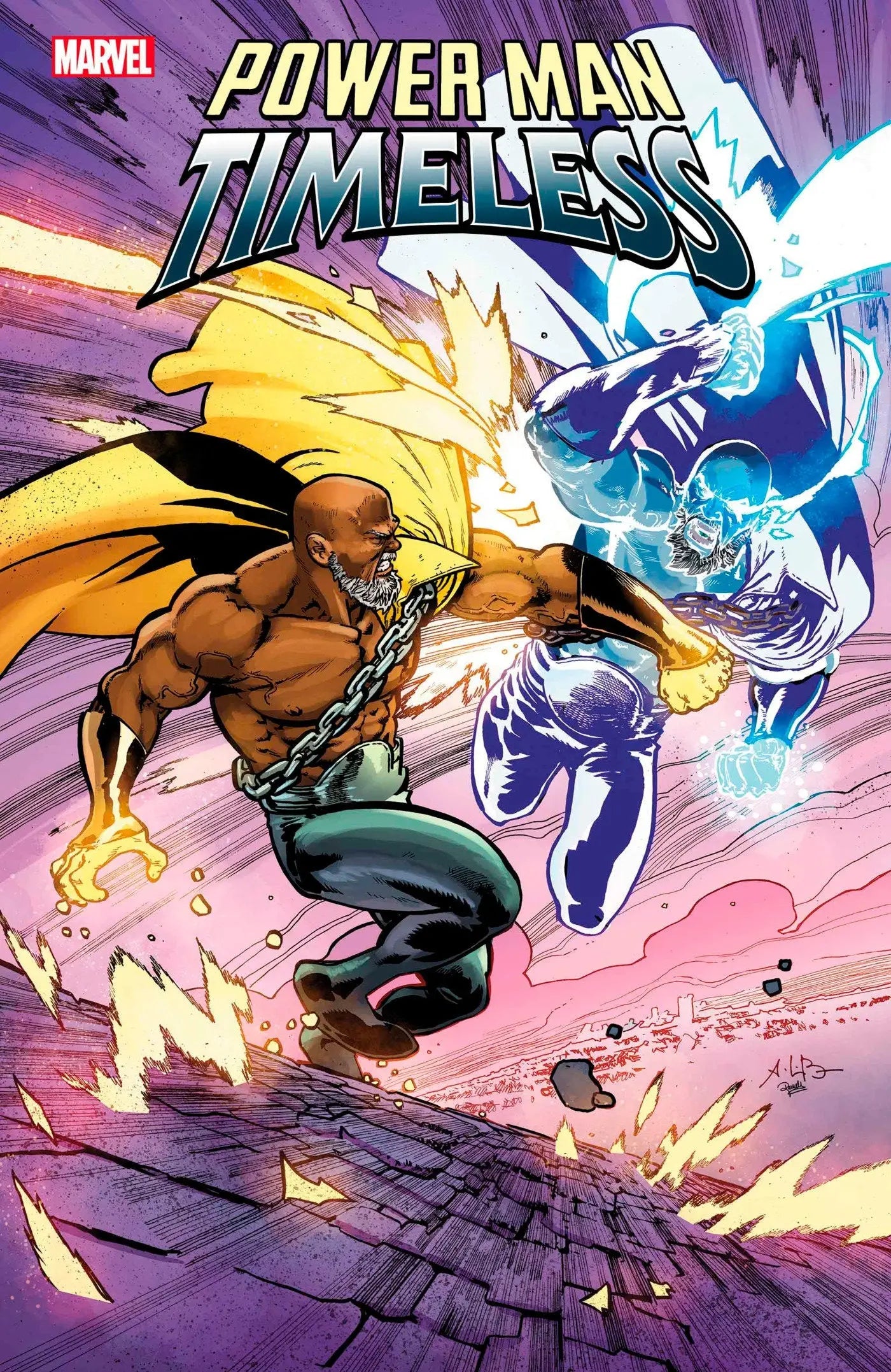 Comic book cover of Power Man Timeless #4 featuring Power Man and timeless hero design