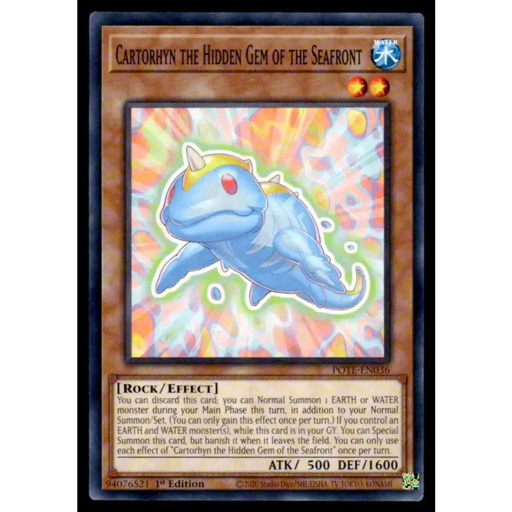 Power of the Elements #POTE-EN036 Cartorhyn the Hidden Gem of the Seafront Yugioh Trading Card - Yu-Gi-Oh! Card Single