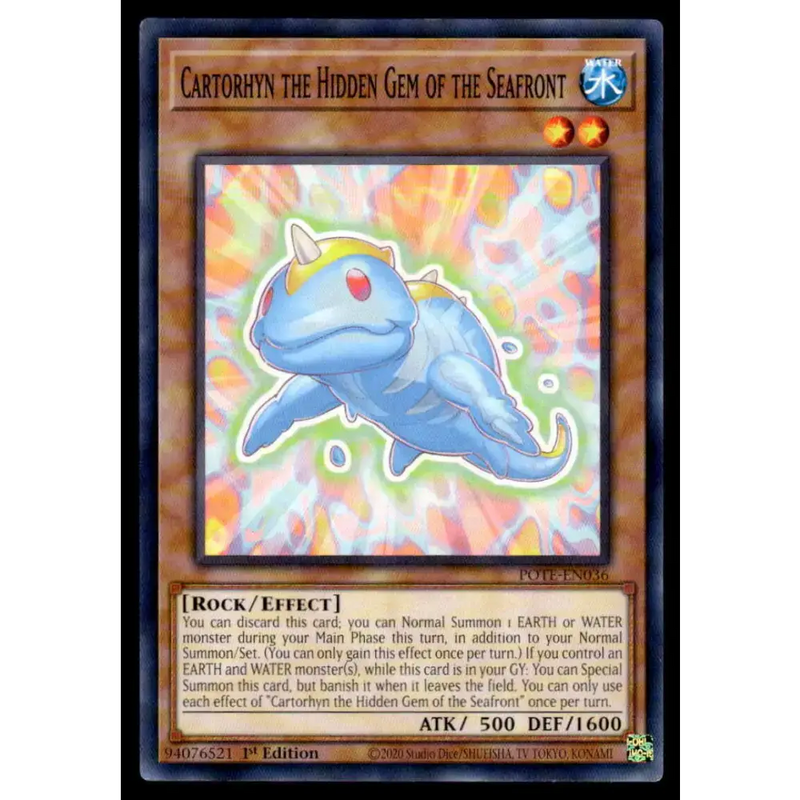 Power of the Elements #POTE-EN036 Cartorhyn the Hidden Gem of the Seafront Yugioh Trading Card - Yu-Gi-Oh! Card Single