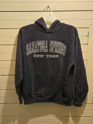 Prairie Mountain Hoodie Mens L Saratoga Springs New York Navy Pullover Hooded - Apparel