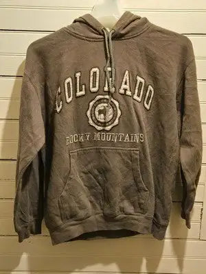 Prairie Mountain Hoodie Mens M Colorado Rocky Mountains Brown Kangaroo Pocket - Apparel