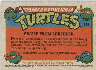 Praise from Shredder - 1989 Topps Teenage Mutant Ninja Turtles - #114 - Non-Sports Card Single
