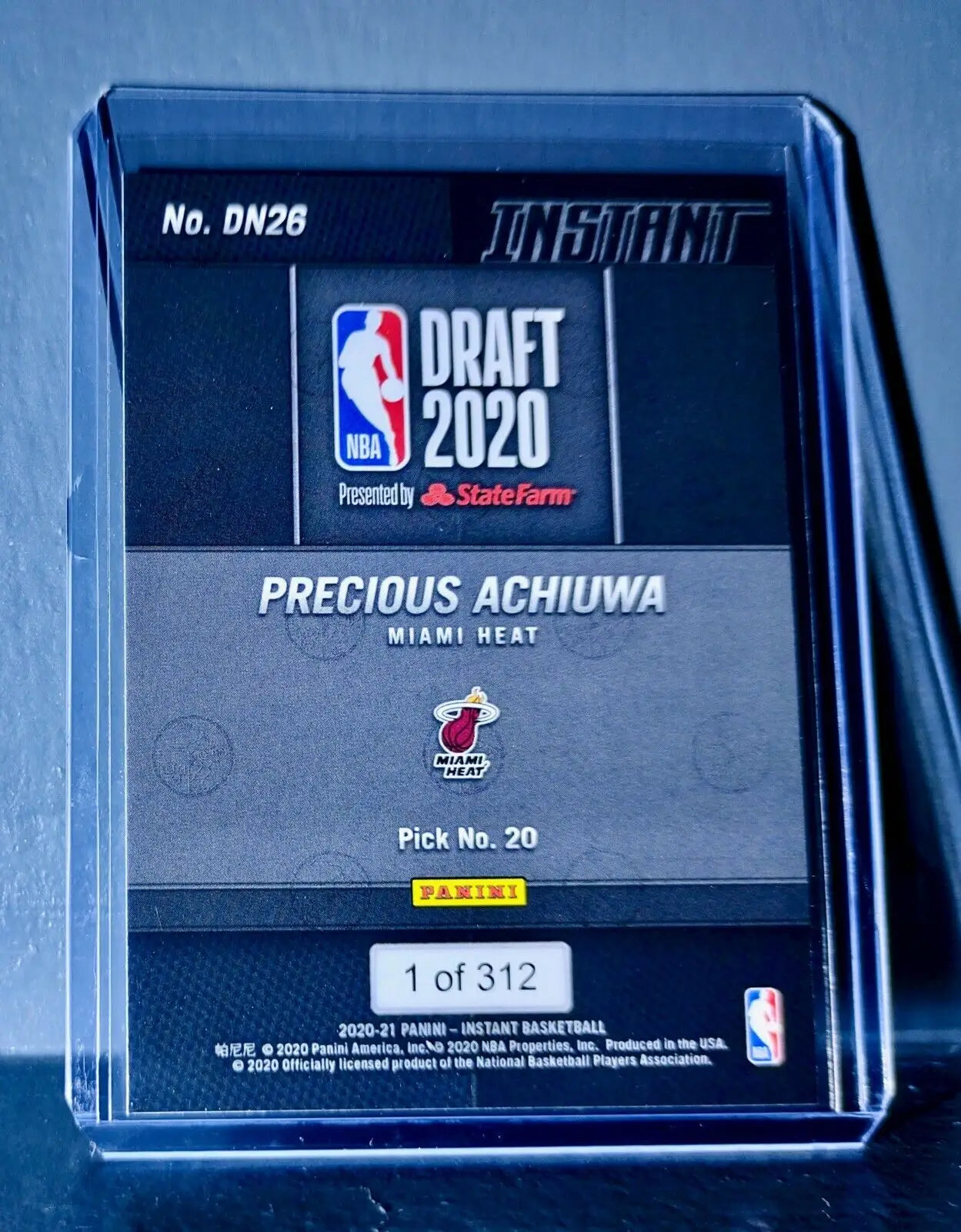 Precious Achiuwa 2020-21 Panini Draft Night #26 Basketball Rookie Card 1 of 312