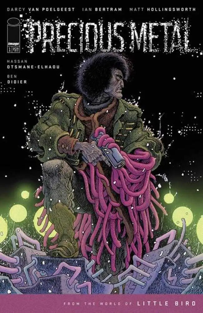 Comic book cover of Precious Metal #1 by Ian Bertram featuring military figure with pink tentacles