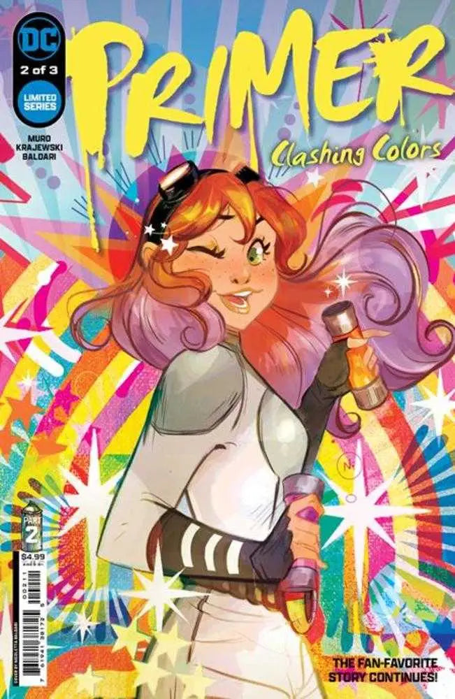 Comic book cover of Primer Clashing Colors #2 featuring vibrant character in armor