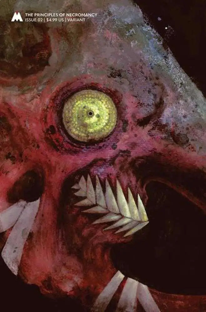 Nightmarish red creature by Jana Heidersdorf on Principles Of Necromancy trading card