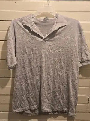 PRINT-ON Polo Shirt Mens XL Short Sleeve Collared Made in USA Light Gray Casual