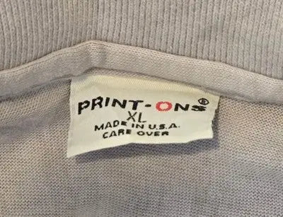 PRINT-ON Polo Shirt Mens XL Short Sleeve Collared Made in USA Light Gray Casual