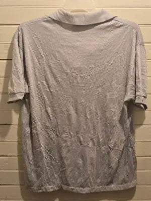 PRINT-ON Polo Shirt Mens XL Short Sleeve Collared Made in USA Light Gray Casual