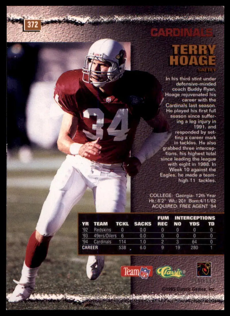 Pro Line Terry Hoage 372 Arizona Cardinals HP - Football Card Single