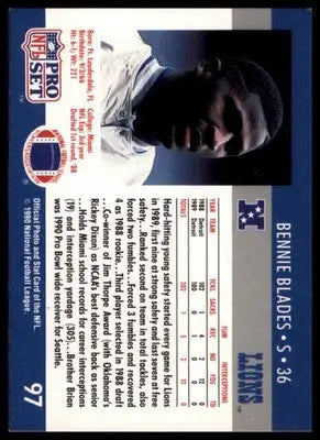 Pro Set Bennie Blades 97 Detroit Lions