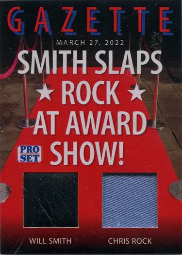 Newspaper headline on controversial awards show incident in dual memorabilia card