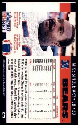Pro Set Mike Singletary 57 Chicago Bears