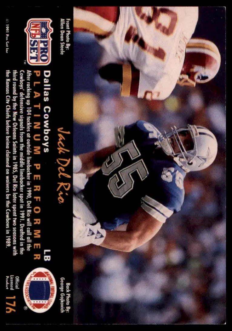 Pro Set Platinum Jack Del Rio 176 Dallas Cowboys LP - Football Card Single