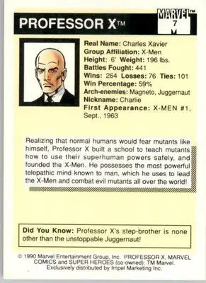 Professor X - 1990 Impel Marvel Universe - #7 - Non_sport - Non-Sports Card Single