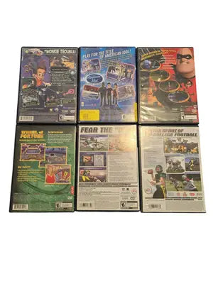 PS2 Games Lot 6 Madden 2005 NCAA 2003 Incredibles American Idol Jimmy Neutron - Video Game Lot