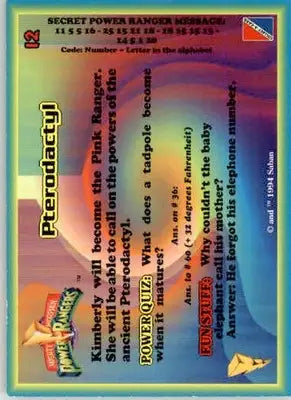Pterodactyl - 1994 Collect-A-Card Mighty Morphin Power Rangers #12 - Non-Sports Card Single