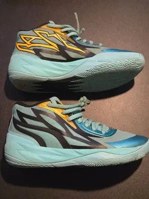 Puma Basketball Shoes Men’s 7 Aqua Teal Yellow Athletic Lightweight Sneakers