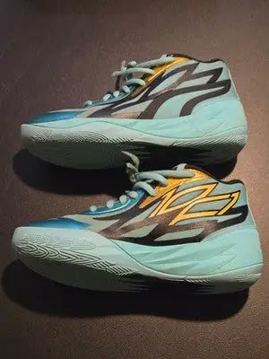Puma Basketball Shoes Men’s 7 Aqua Teal Yellow Athletic Lightweight Sneakers