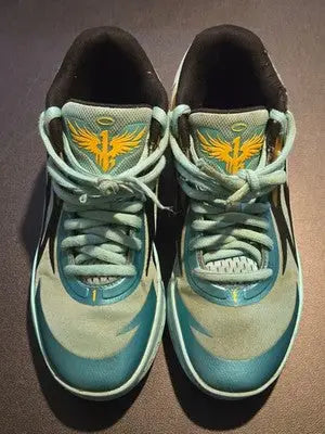 Puma Basketball Shoes Men’s 7 Aqua Teal Yellow Athletic Lightweight Sneakers