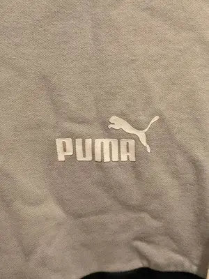 Puma Hoodie Mens XXL Gray Black Colorblock Pullover Logo Sleeve Kangaroo Pocket - Apparel