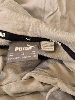 Puma Hoodie Mens XXL Gray Black Colorblock Pullover Logo Sleeve Kangaroo Pocket - Apparel