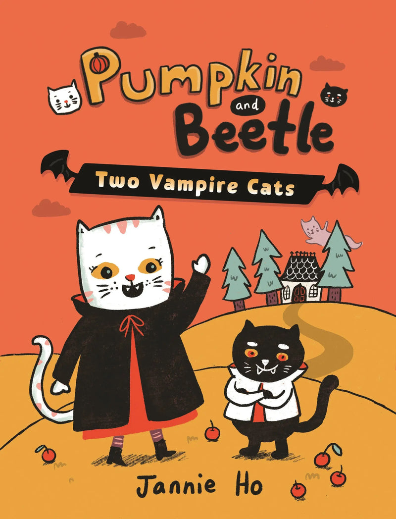 Children’s book cover featuring two vampire cats from Pumpkin And Beetle