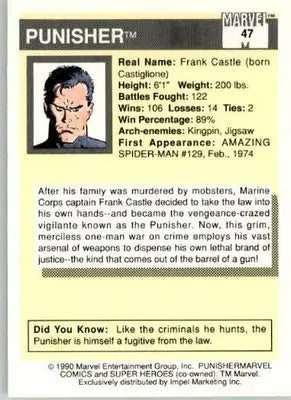 Punisher - 1990 Impel Marvel Universe - #47 - Non_sport - Marvel Card Single