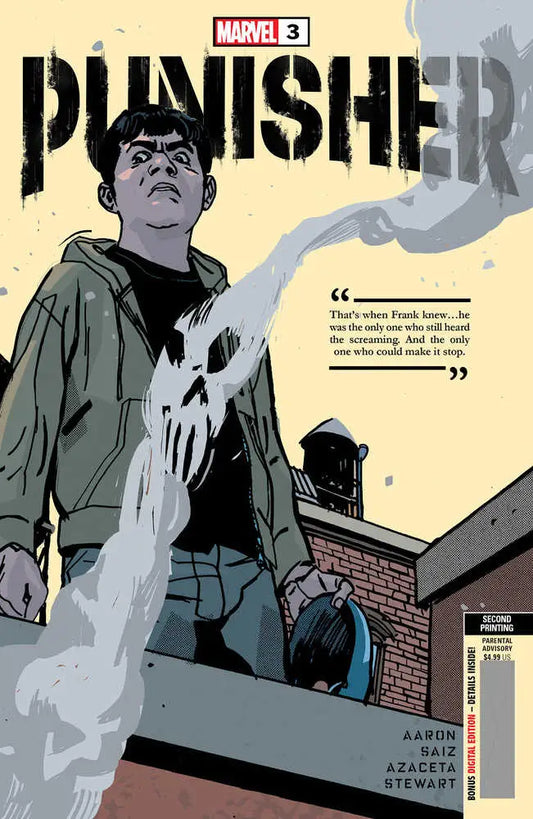 Comic book cover of Punisher #3 Azaceta Variant with skull logo, ideal for trading cards