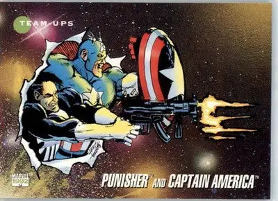 Punisher and Captain America - 1992 Impel Marvel Universe - NM - #94 - Marvel Card Single