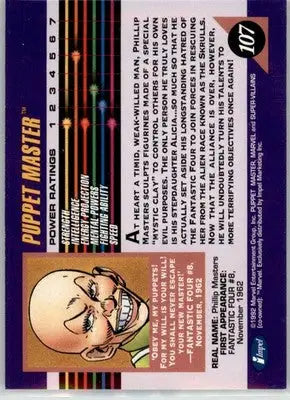Puppet Master - 1992 Impel Marvel Universe - NM - #107 - Marvel Card Single