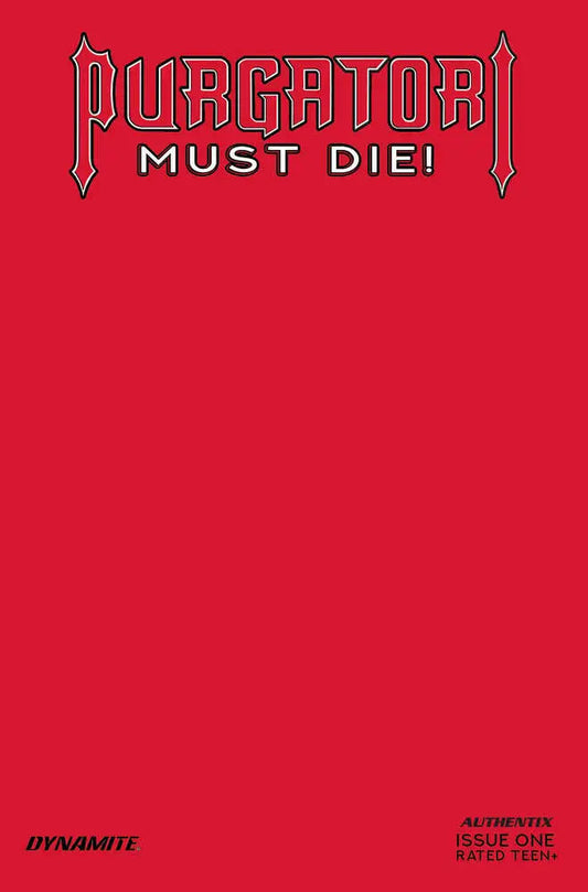 Red comic book cover for Purgatori Must Die with metallic lettering, ideal for trading cards