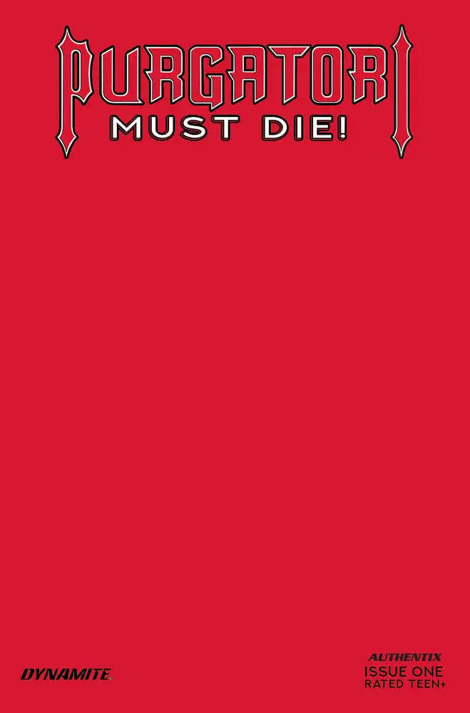 Red comic book cover for Purgatori Must Die with metallic lettering, ideal for trading cards