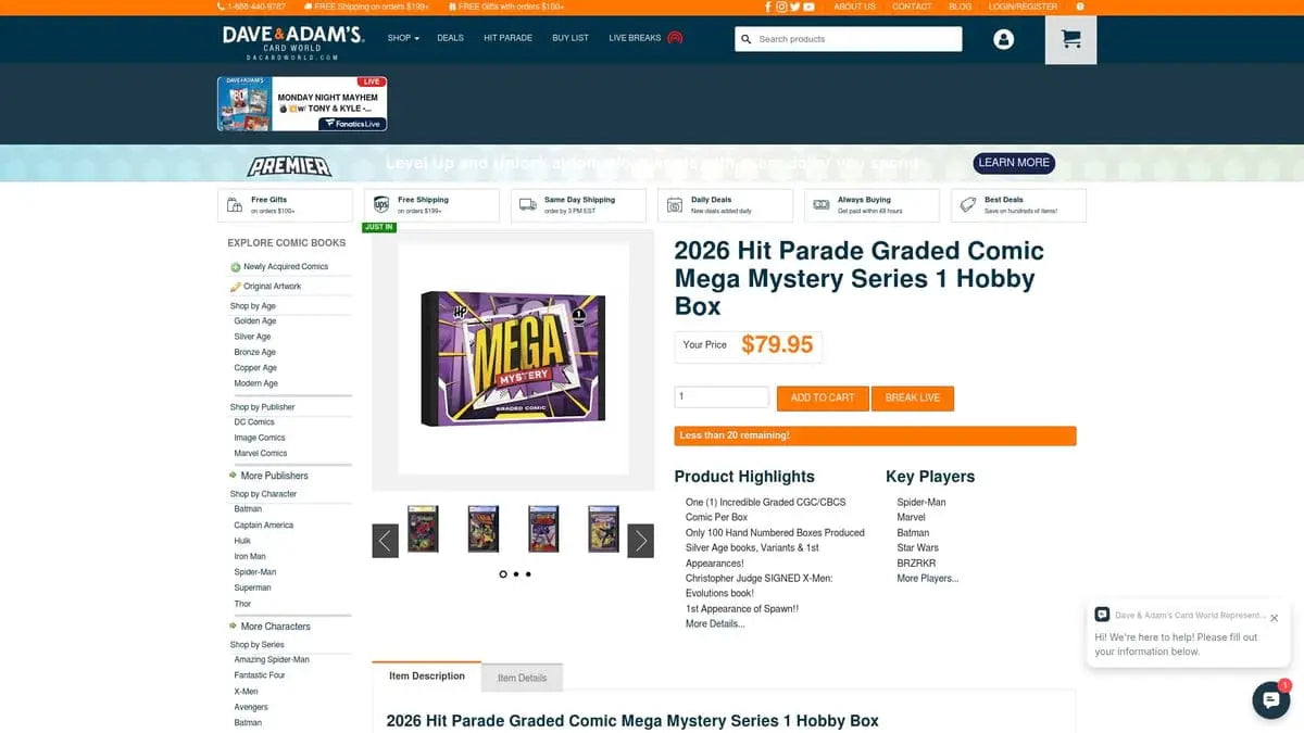 Purple and gold mega football box cards comic book display