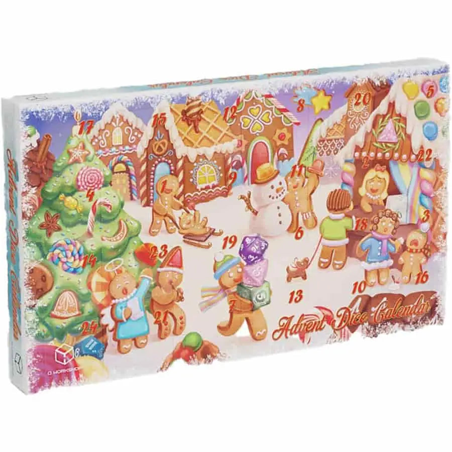 Advent calendar with gingerbread characters and candy houses in Q-Workshop Advent Dice Calendar
