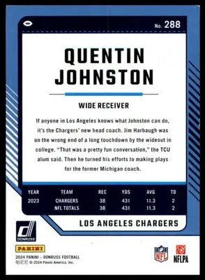 Quentin Johnston 2024 Donruss Press Proof Blue #288 Los Angeles Chargers - Football Card Single