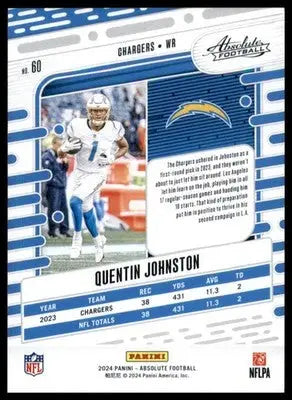 Quentin Johnston 2024 Panini Absolute Retail #60 Los Angeles Chargers