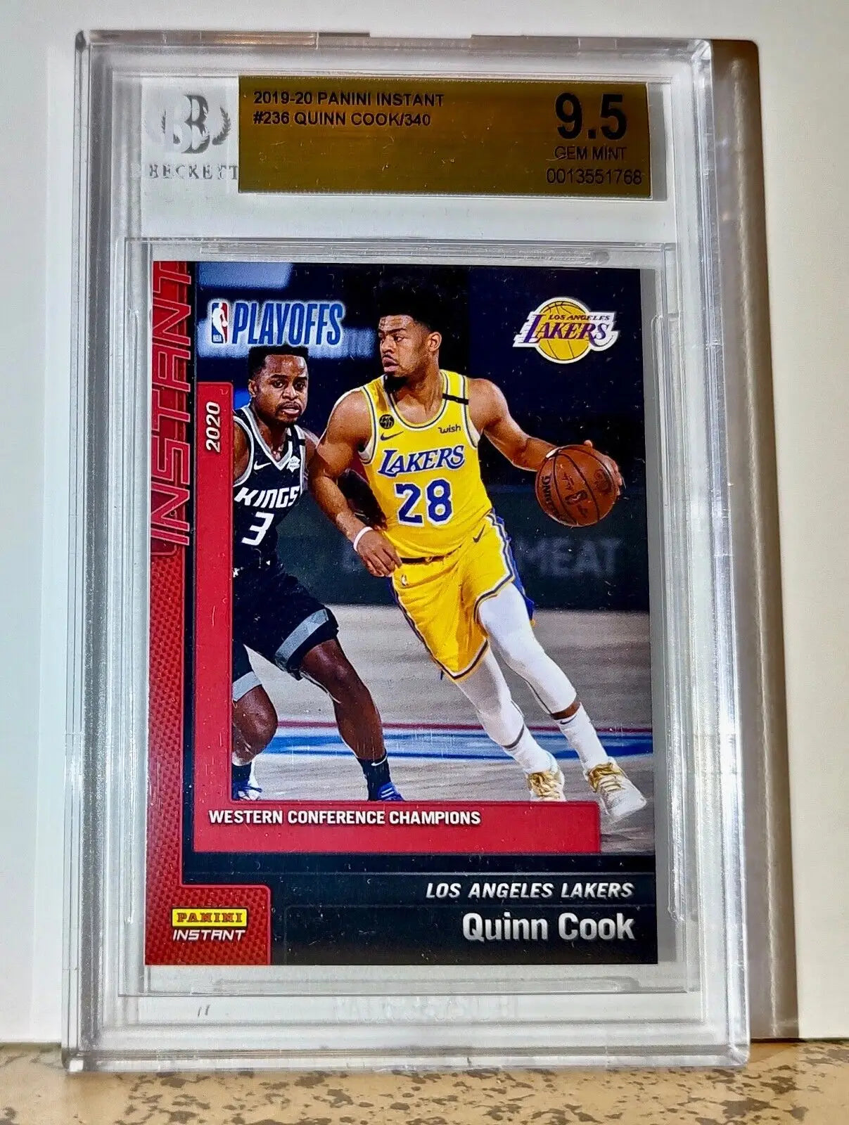 Quinn Cook 2019-20 Panini NBA #236 Card 1 of 340 BGS 9.5 Gem Mint LA Lakers - Basketball Card Single