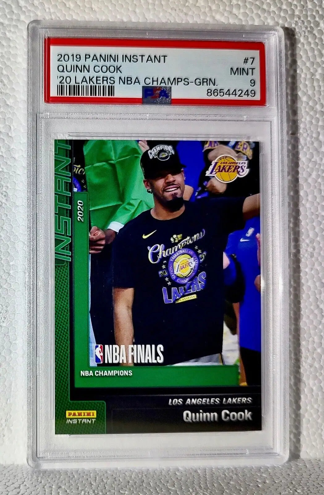 Quinn Cook 2020 Panini LA Lakers NBA Champions #7 Green Card 10/10 PSA 9 Mint - Basketball Card Single