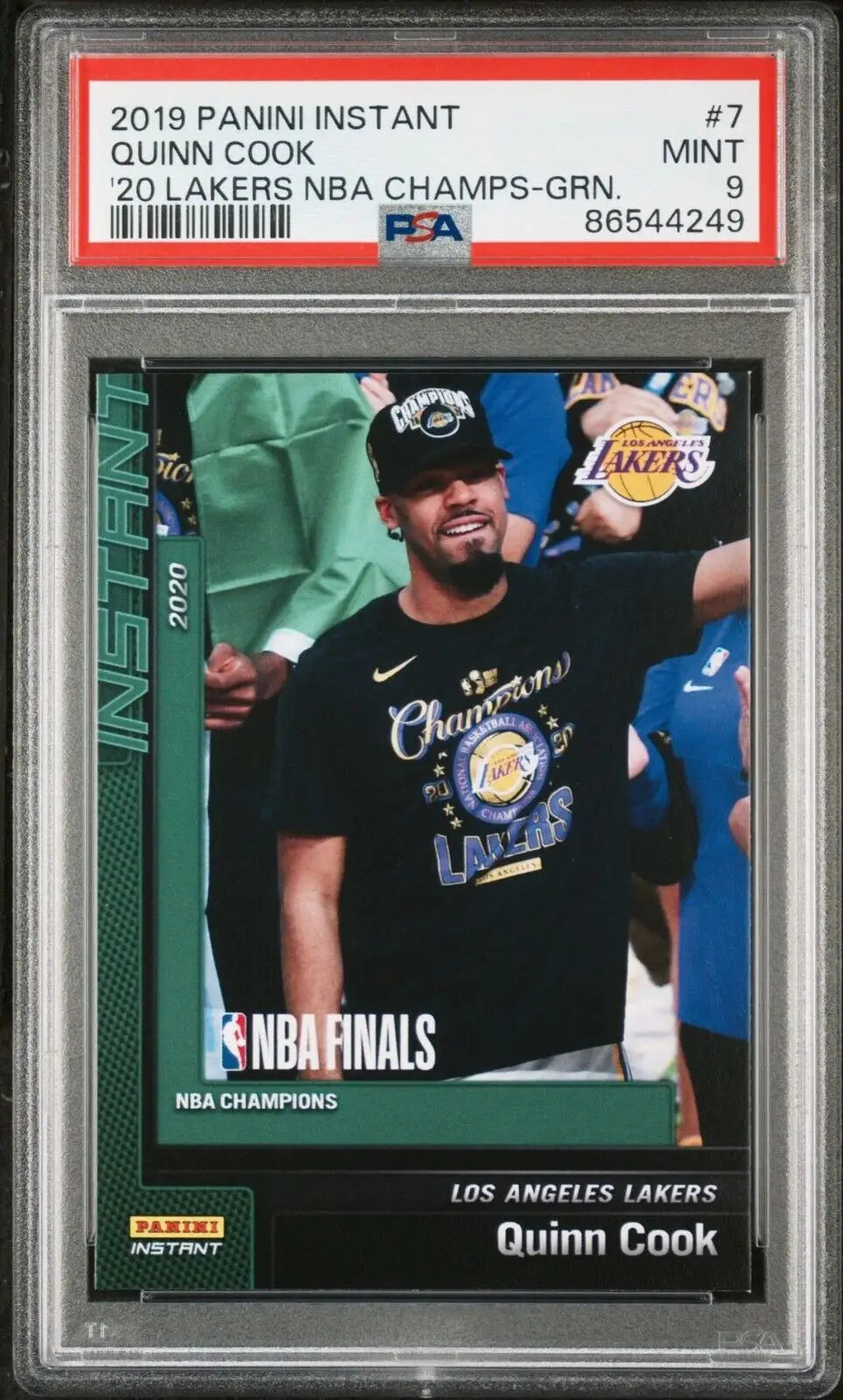 Quinn Cook 2020 Panini LA Lakers NBA Champions #7 Green Card 10/10 PSA 9 Mint - Basketball Card Single