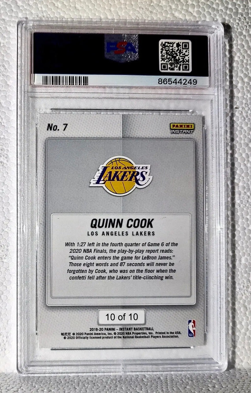 Quinn Cook 2020 Panini LA Lakers NBA Champions #7 Green Card 10/10 PSA 9 Mint - Basketball Card Single