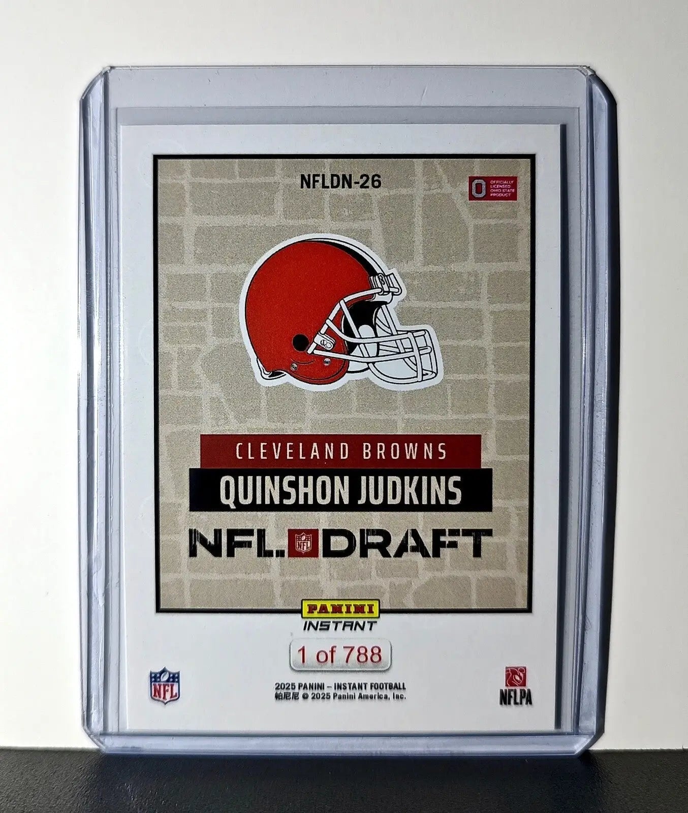 Quinshon Judkins Rookie 2025 NFL Draft #26 Card Cleveland Browns 1 of 788