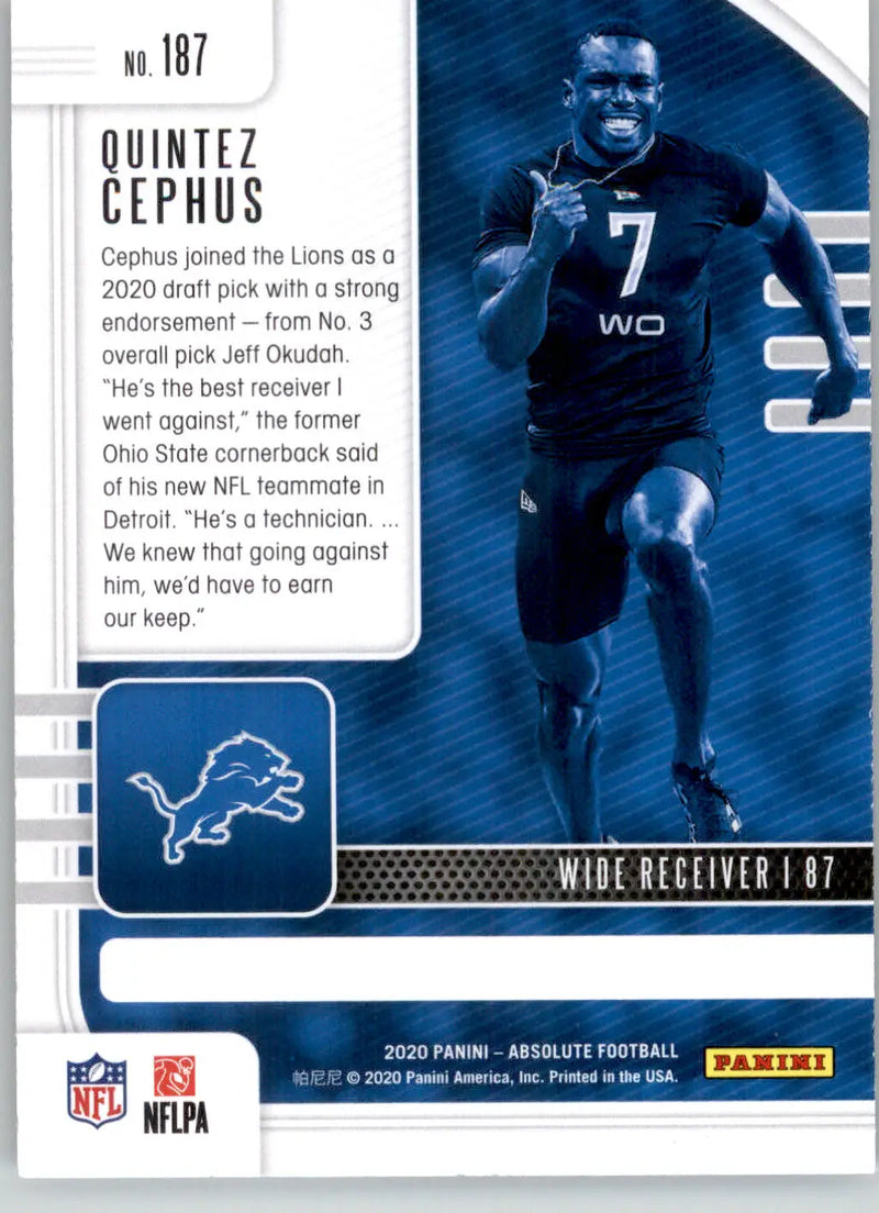 Quintez Cephus - 2020 Panini Absolute - #187 - Green Rookie Football - Football Card Single
