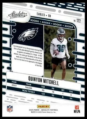 Quinyon Mitchell Rookie 2024 Panini Absolute Retail #122 Philadelphia Eagles - Football Card Single